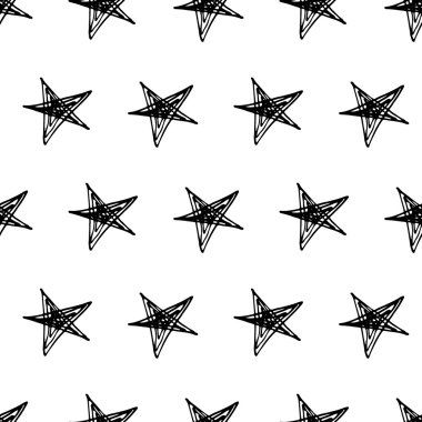 Yıldız ile çizilmiş doodle seamless modeli.