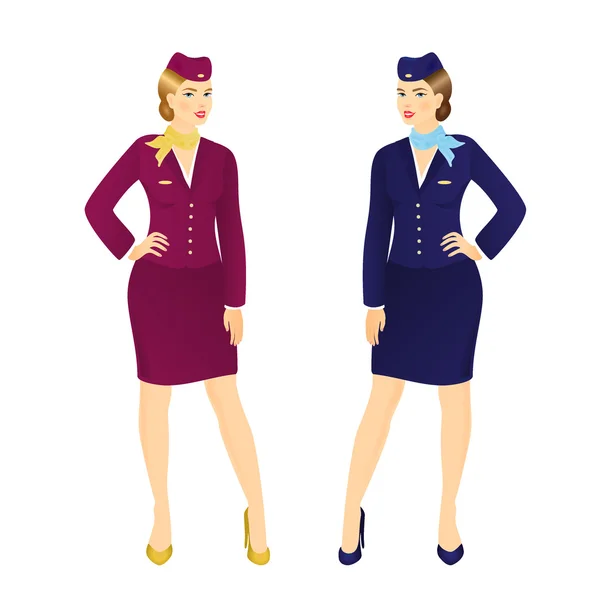 Stewardess in blauer Uniform — Stockvektor