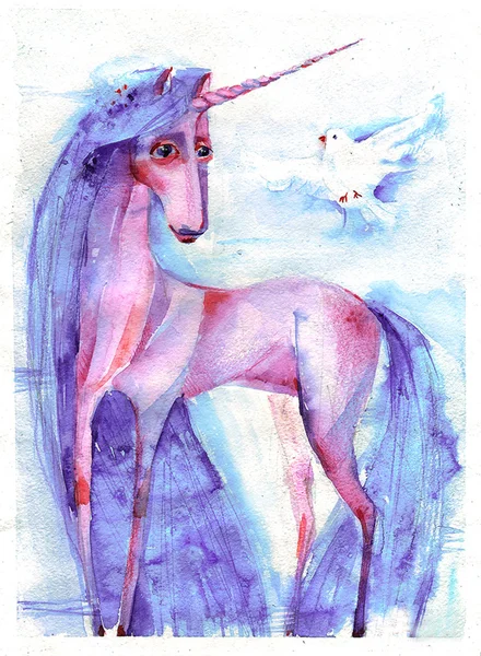 A dove and pink unicorn princess — Stock Photo, Image