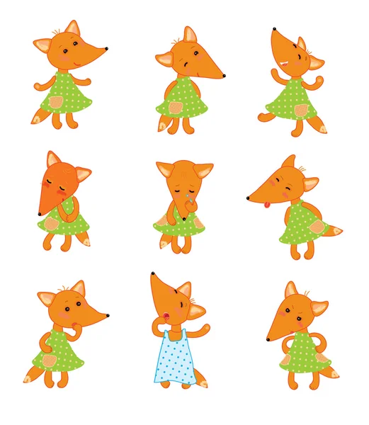 The baby foxes emotions — Stock Vector