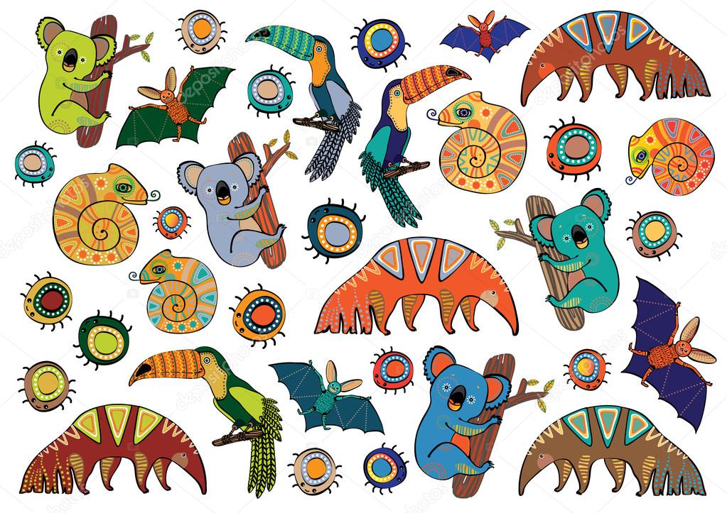 Colorful exotic animals Stock Vector Image by ©ezgik113@ #110499596