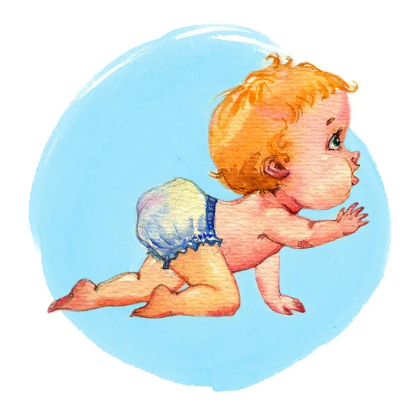 Miúdos Espertos Mão Bonito Aquarelas Desenhadas Três Crianças Bebê Gatinho — Fotografia de Stock