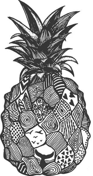 Ananász gyümölcs illusztráció elszigetelt fehér background — Stock Vector