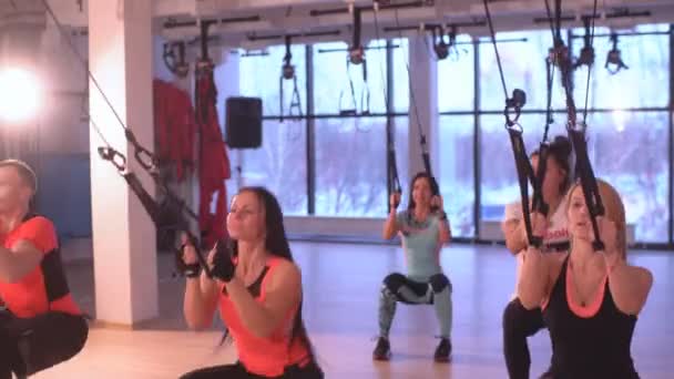 Eine Gruppe von Menschen, die sich mit Fitness beschäftigen — Stockvideo