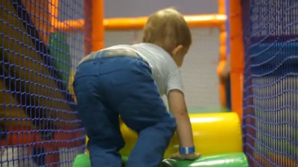 Schattige kleine jongen spelen en plezier — Stockvideo