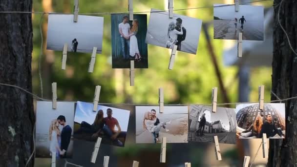 Collage of nine wedding photos — Stock Video