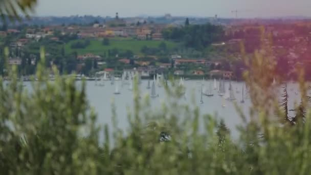 Prachtig uitzicht op het Gardameer — Stockvideo
