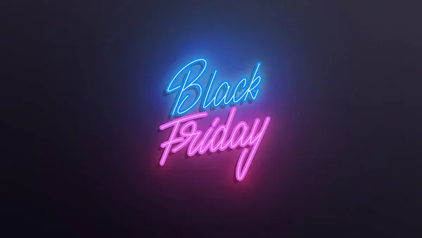 Black Friday Verkauf Neon. Banner mit Black Friday Schriftzug — Stockvektor