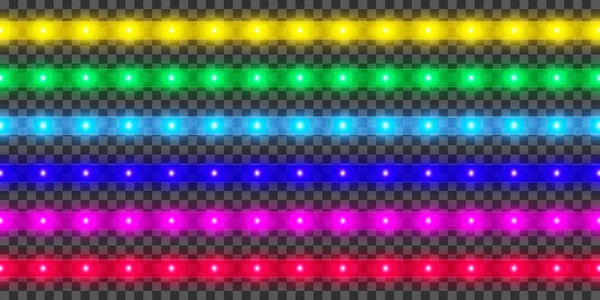 LED striptiz koleksiyonu. Renkli, parlak bant dekorasyonu. Gerçekçi neon ışıklar