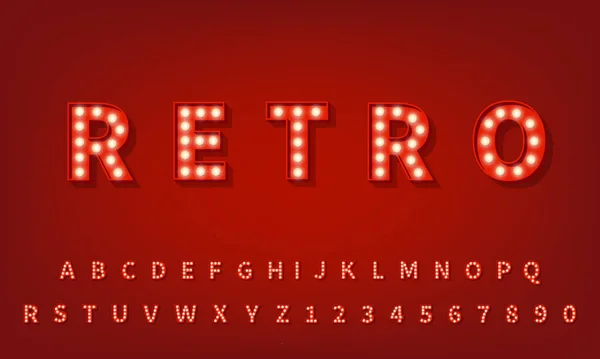 Retro-3D-Typografie-Schrift. 3d Glühbirnenalphabet — Stockvektor