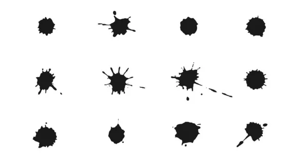 Inkt spatten en druppels. Set van met de hand getrokken vectorblobs, vlekken en spatten — Stockvector