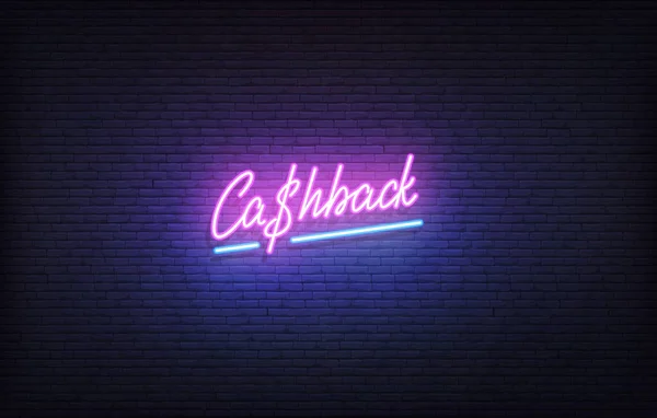 Señal de neón Cashback. Brillante letra de neón Cashback plantilla — Vector de stock