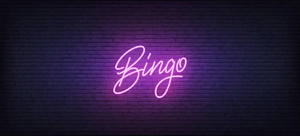 Bingo neon sign. Glowing neon lettering Bingo template — 图库矢量图片
