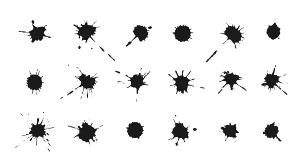 Manchas de tinta y salpicaduras. Colección de manchas, gotas y salpicaduras dibujadas a mano — Archivo Imágenes Vectoriales