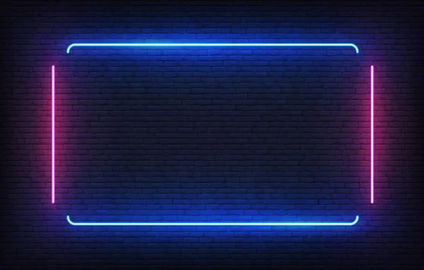 Neon frame. Lichtbanner ontwerp template. Vector gloeiende rechthoek signboard — Stockvector