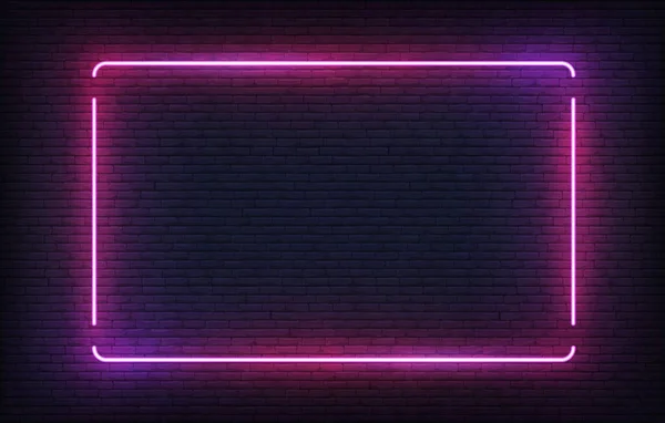 Neon çerçeve. Mor ışık tasarım şablonu. Vektör parlayan dikdörtgen tabela