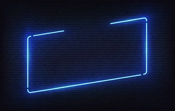 Neon-Rahmenvorlage mit Platzhalter. Blaues Schräglicht-Banner-Design-Vorlage. Vektorleuchtendes Rechteckschild — Stockvektor