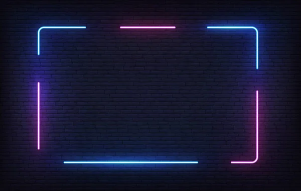 Neon-Rahmen-Vorlage. Leichtes Banner-Design. Vektorleuchtendes Rechteckschild — Stockvektor