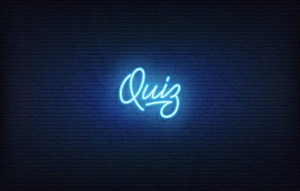 Quiz neon标志。发光霓虹灯字母问答模板 — 图库矢量图片