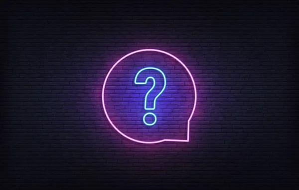 Soru neon işareti. Parlayan neon sınav şablonu