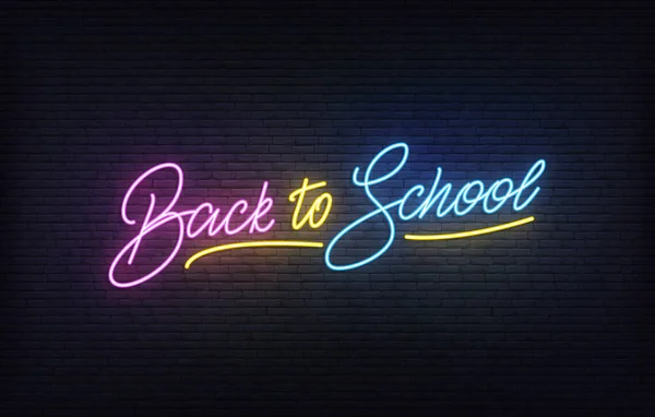 Back to School neon sign. Glowing Back to School lettering concept — Stock Vector