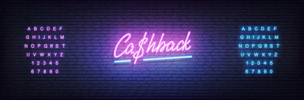 Plantilla de neón Cashback. Letras de neón brillante Cashback signo — Vector de stock