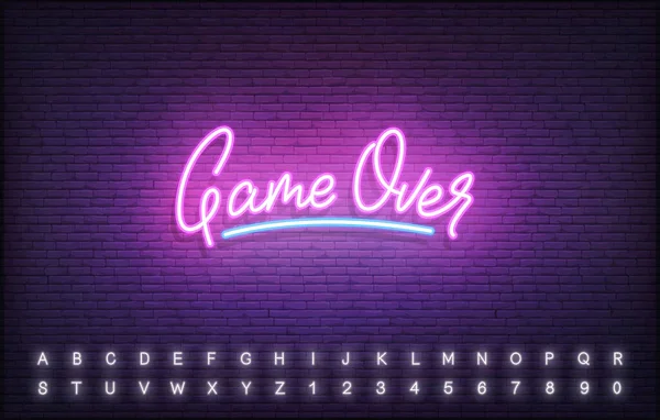 Gra nad neonowym szablonem. Świecące neonowe litery Gracze znak — Wektor stockowy