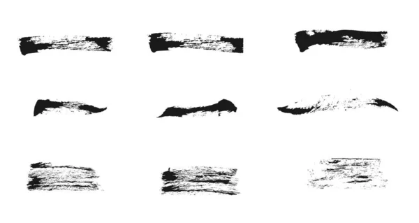 Pintura negra vectorial. Dibujo a mano alzada elementos de tinta. Set de pinceles vectoriales — Vector de stock
