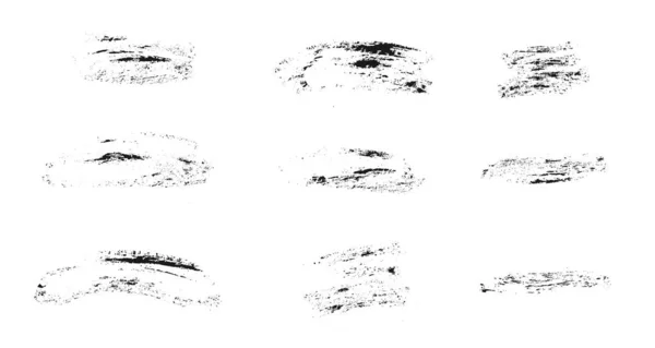 Grunge vektor bläck texturer som. Insamling av svarta frihandsborstar — Stock vektor
