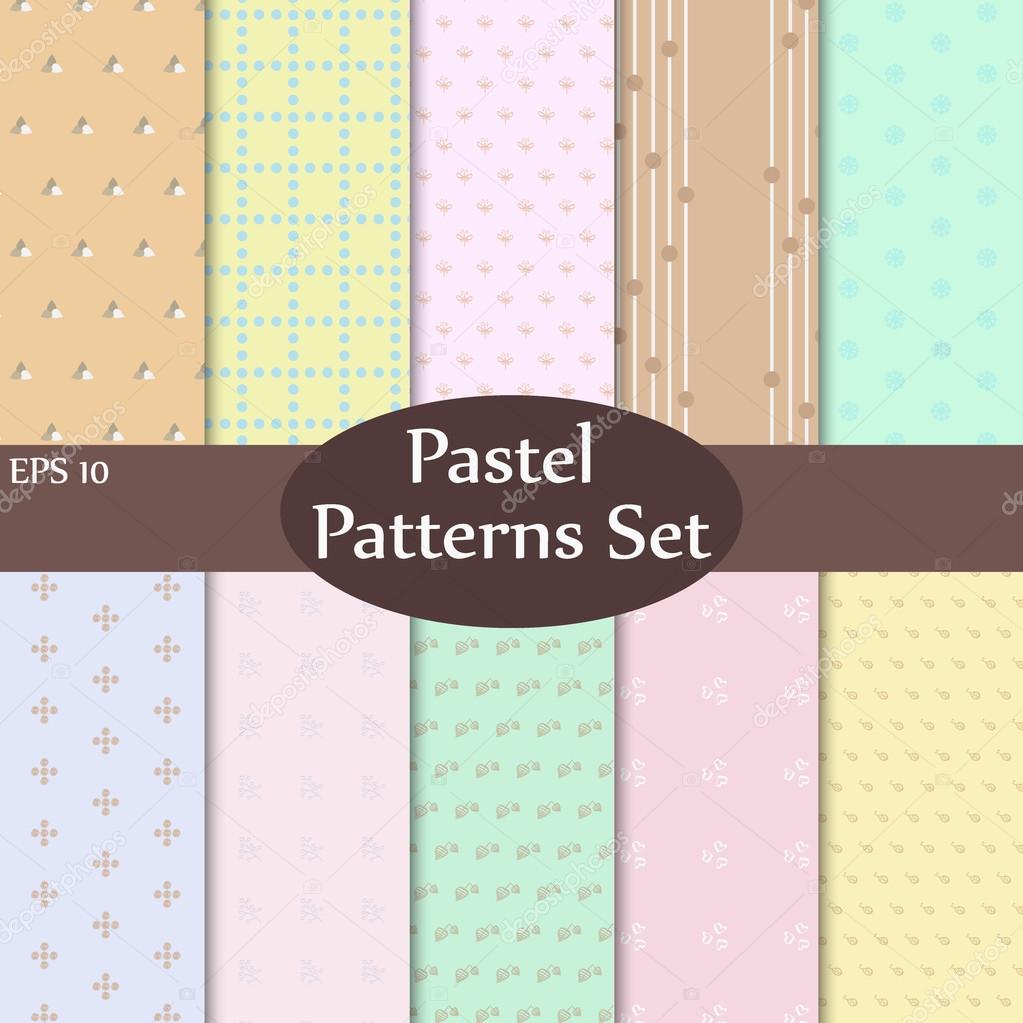 Pastel patterns vector set for kids and babies