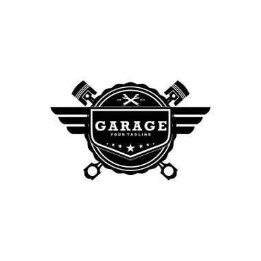 Garaj Vintage Otomobil veya Motosiklet Rozeti Logosu Tasarımı