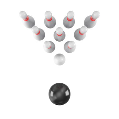 Bowling topu içine çivi beyaz zemin üzerine çökmesini