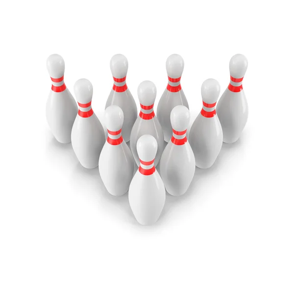 Group of Bowling Pins Isolated on White Background. 3D rendering — Stock Photo, Image