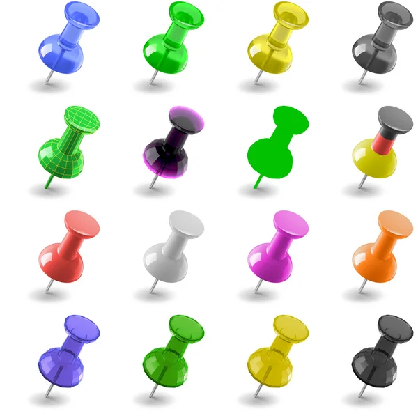 The pins of various colors on a white background — Stock Photo, Image