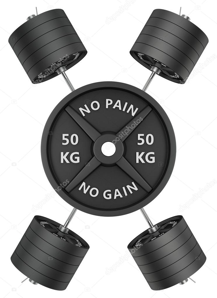 Gym logo in 3d style. CG image. Weights with barbell. For GYM and fitness, shop etc.