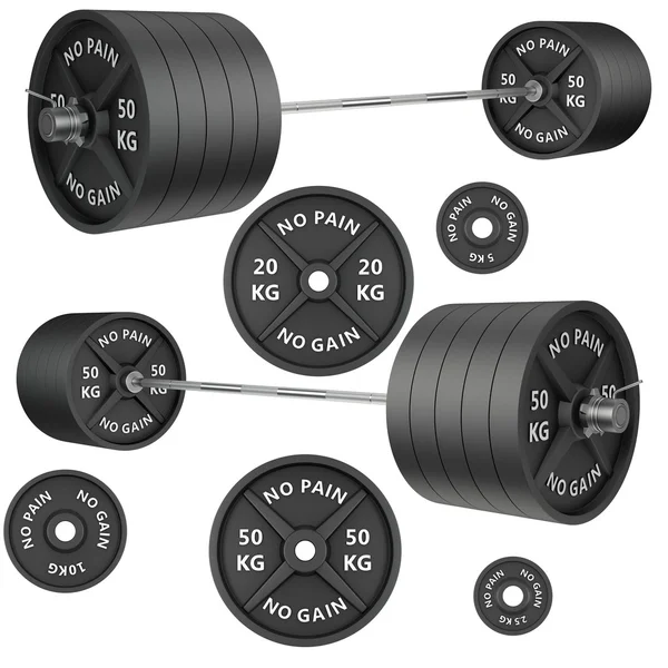 Shot of a metal barbells and weights — стоковое фото