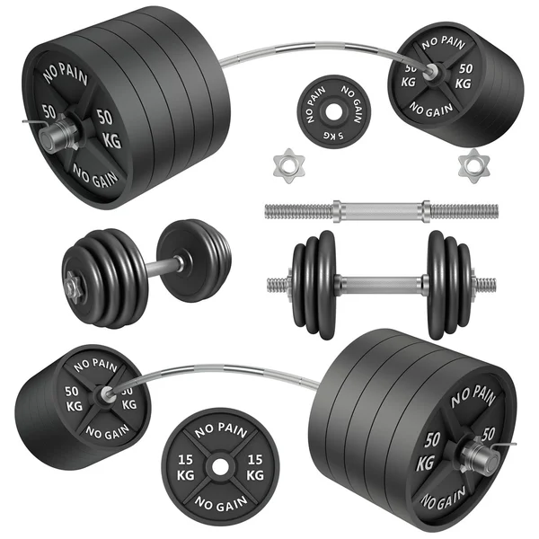 Shot of a metal barbells and weights — стоковое фото