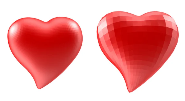 Uppsättning av hjärtan och med facetterade låg-poly geometri — Stockfoto