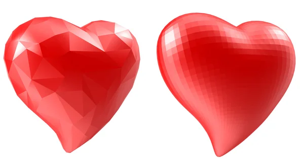 Herzset mit facettierter Low-Poly-Geometrie-Wirkung — Stockfoto
