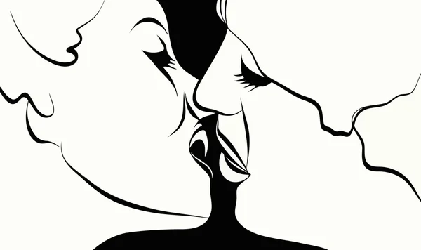 Kiss a girl and a guy sketch — Stock Vector