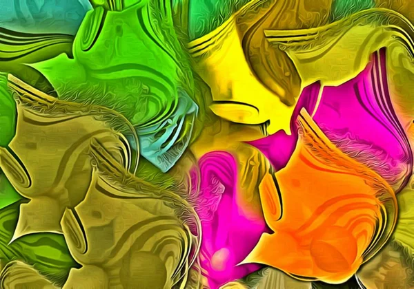 Pinselstriche Und Farbflecken Verschiedenen Größen Und Formen Psychedelisch Abstrakter Hintergrund — Stockfoto