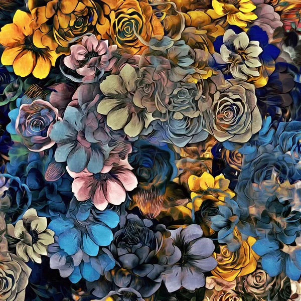 Astratto Sfondo Colorato Pennellate Multicolore Adesivi Floreali — Foto Stock