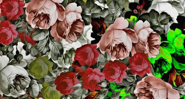 Çiçek çıkartmalarının çok renkli fırça darbelerinden soyut renkli arkaplan