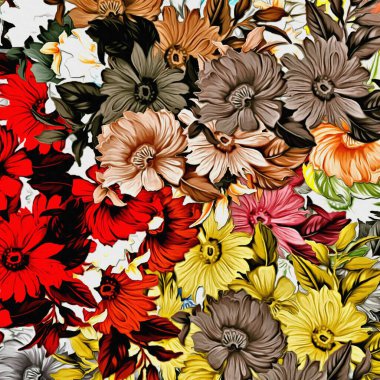 Çiçek çıkartmalarının çok renkli fırça darbelerinden soyut renkli arkaplan