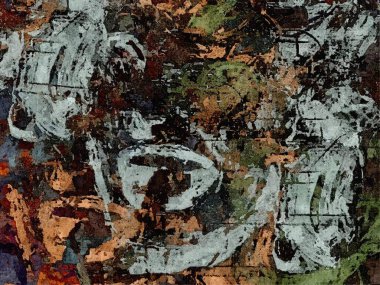 Renkli bulanık noktaların fraktalının soyut psikedelik dokusu ve farklı boyutlarda ve şekillerde vuruşlar.