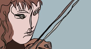 vektör - güzel kadın keman çalıyor