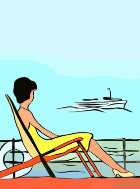 Kumsalda, şezlongda.