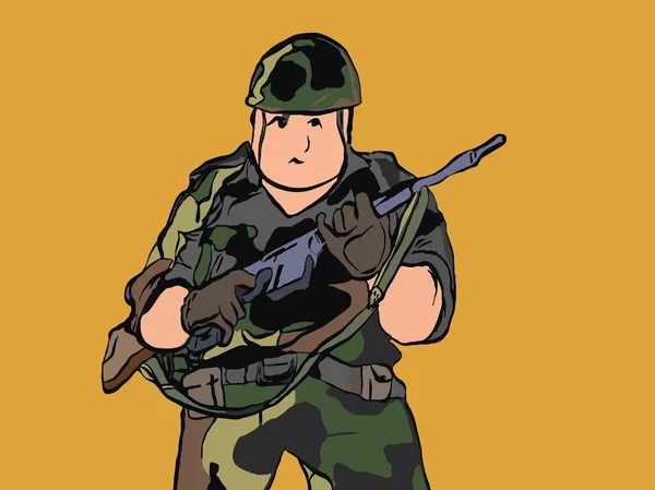 Soldados con armas en forma de verde — Vector de stock