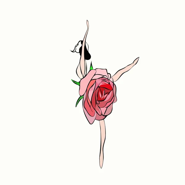 在舞蹈中的女孩穿着形式的玫瑰 — 图库矢量图片
