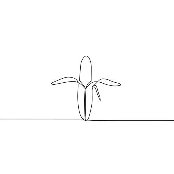 Kontinuierliche Linienzeichnung Von Banane Fruchtdesign Objekt Eine Linie Einzeilenkunst Vektorillustration — Stockvektor